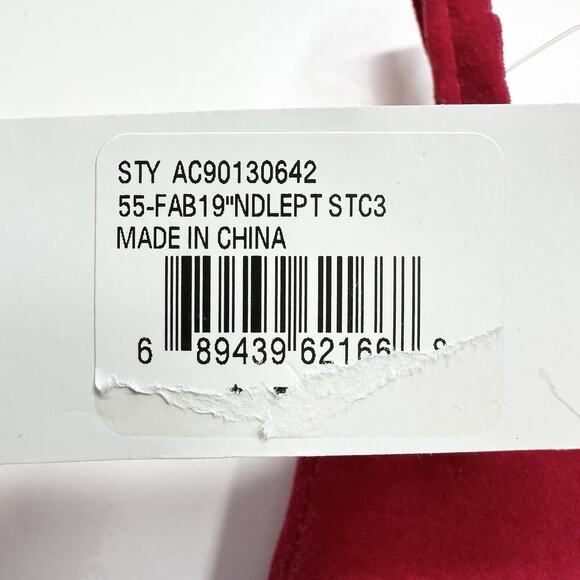 Macys Holiday Lane Christmas Wool Needlepoint Velvet Holiday Stocking Angel Red - Picture 4 of 5